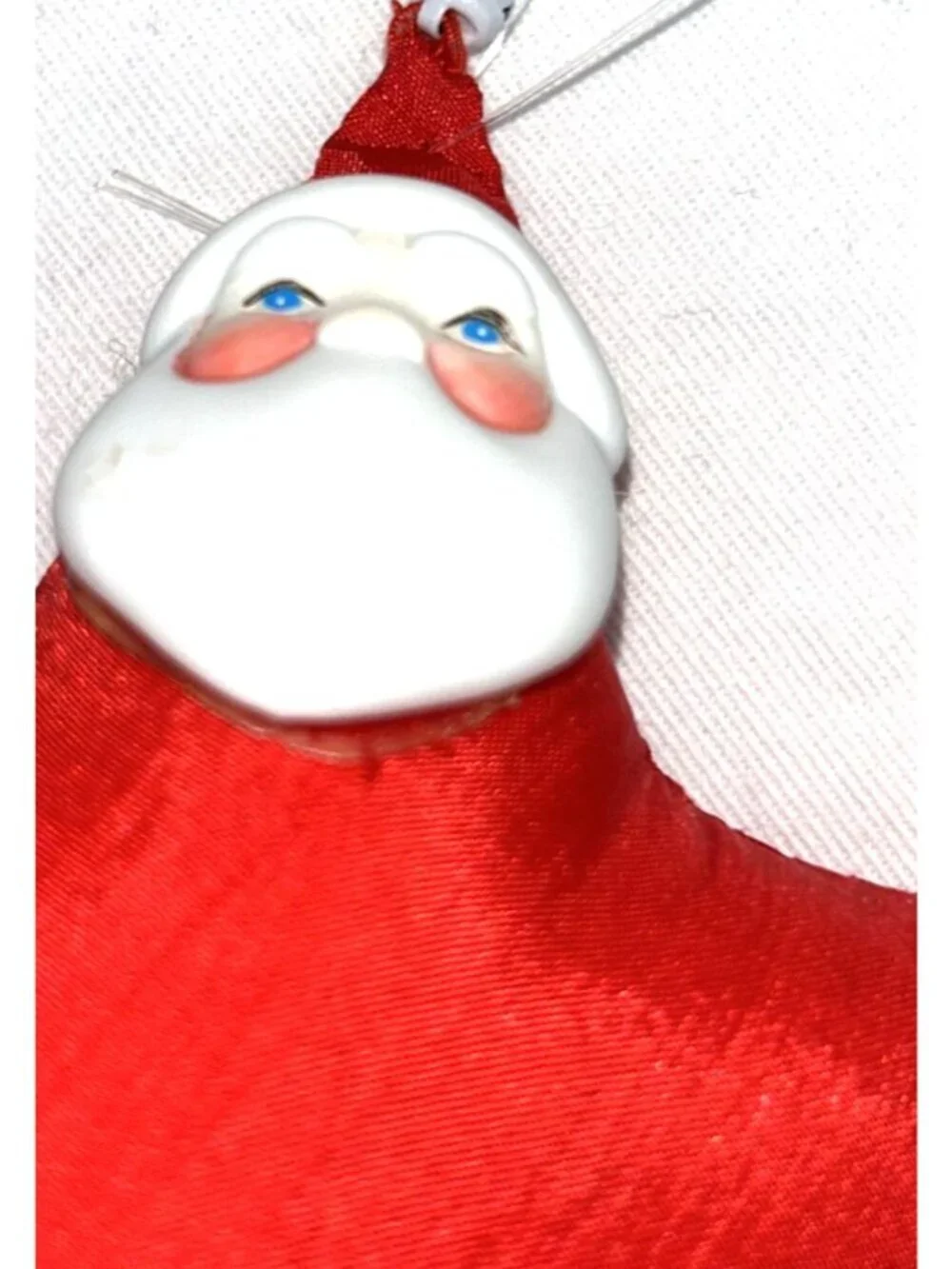 Dept 56 Stuffed Santa Star Ornament Ceramic Face White Bells 5.5